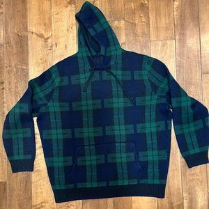 American Eagle Plaid Knit Hoodie Sweatshirt - XXL